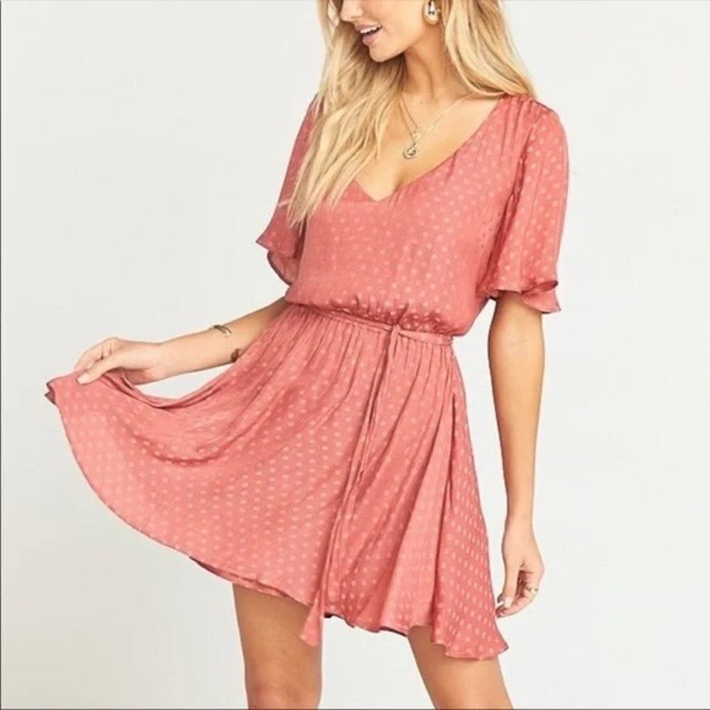 Show Me Your MuMu Anastasia Mini Polka Dot Dress Sangria Pink Size Medium